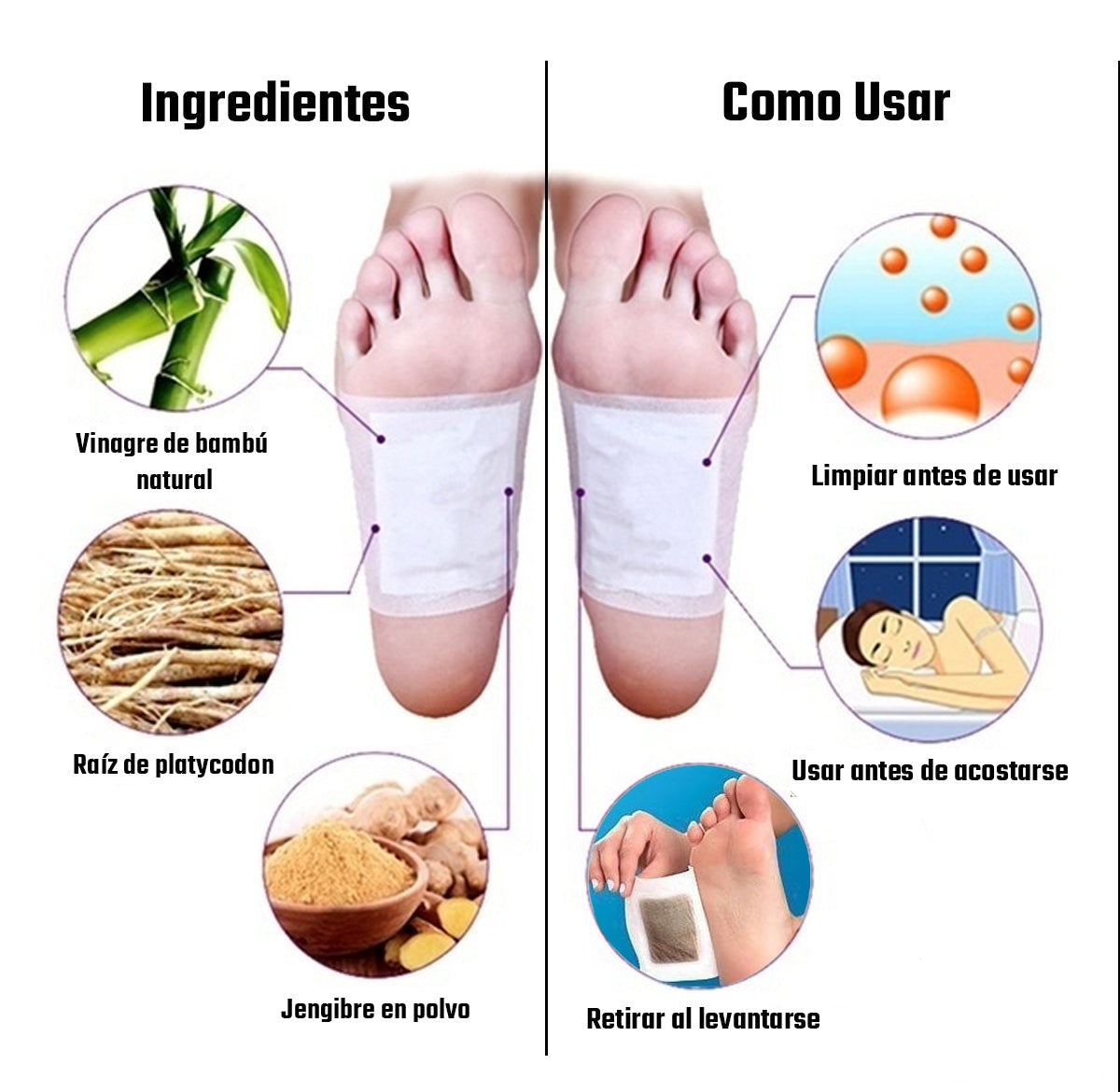 PARCHES DESINTOXICANTES de Bamboo para Pies BODY&HOME